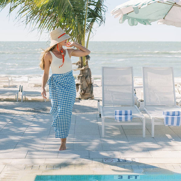 Sunshine Tienda Blue Bay Gingham Tie Sarong