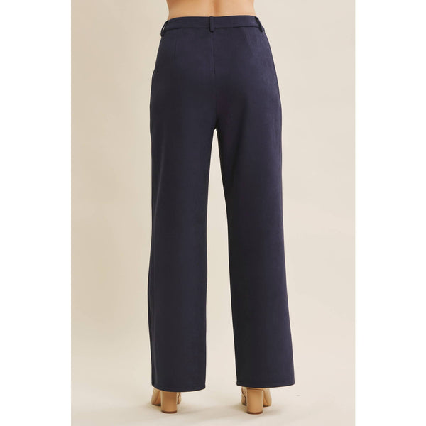 Navy Faux Suede Pants