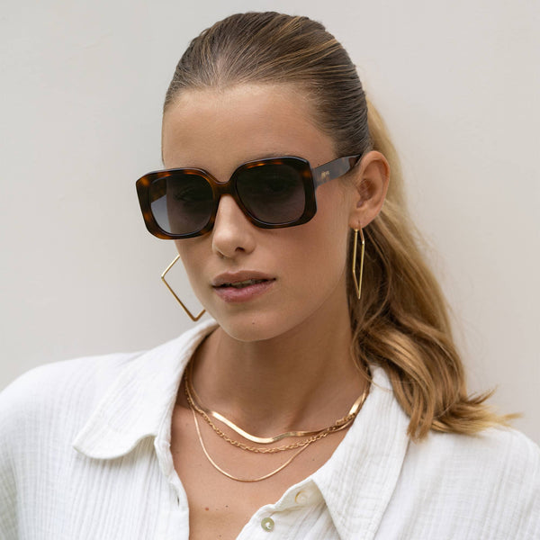 Vivian Octagonal Sunglasses  : Brown Tortoise