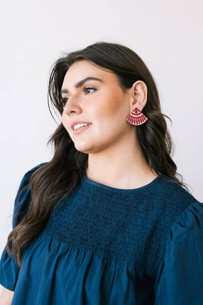 Sunshine Tienda - Cranberry Tile Earrings