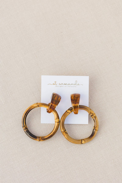 Dark Bamboo Drop Earrings