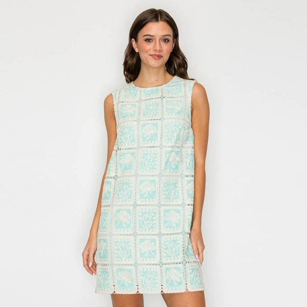 Mint Lace Patch Shift Dress