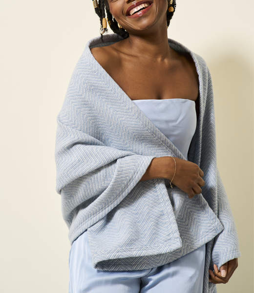 Bayside Herringbone Shawl - Fog