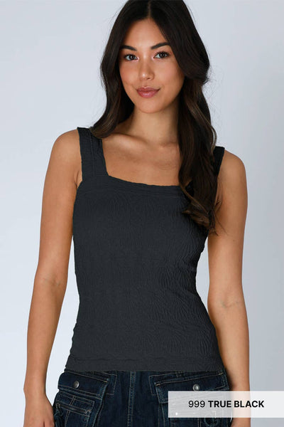 Lace Textured Square Top Black