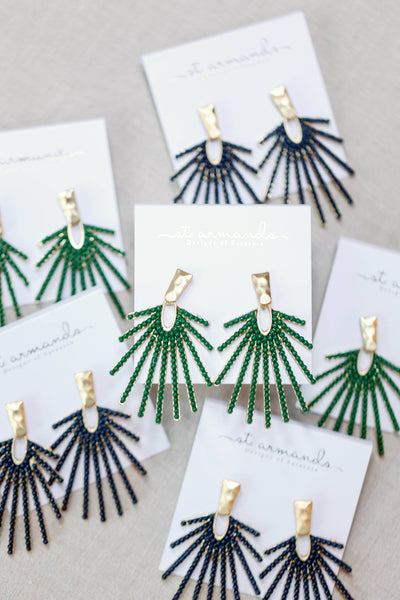 Olive Sunburst Drop Earrings