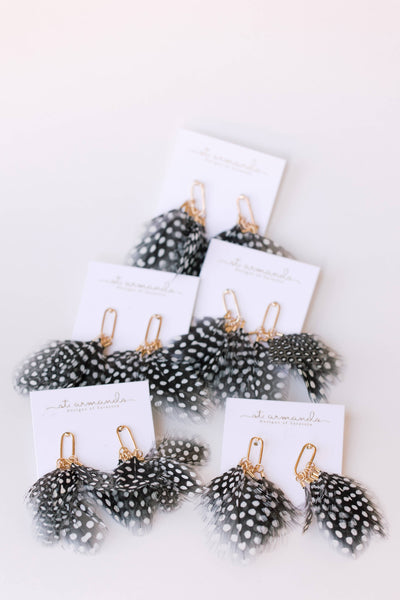 Spotted Feather Tassel Earrings
