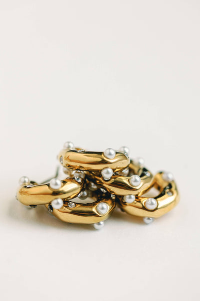 Diamond and Pearl Huggie Earrings