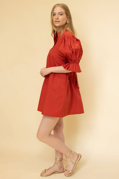 Cherry Red Poplin Dress