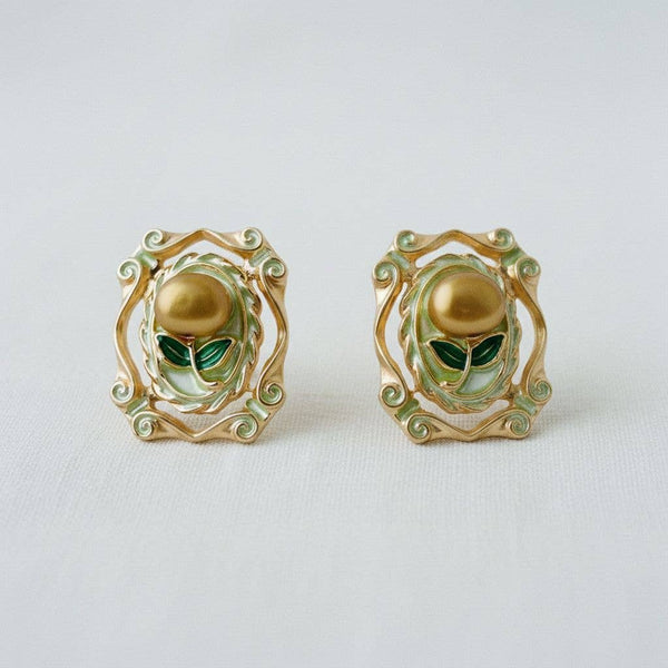 Golden Pearl Drop Earrings