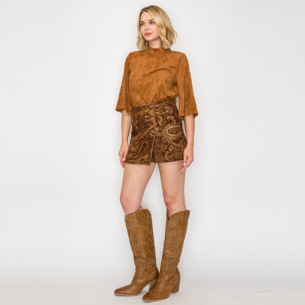 Camel Suede Top