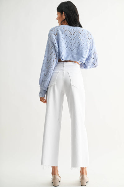 Optic White Scissor Cut Denim