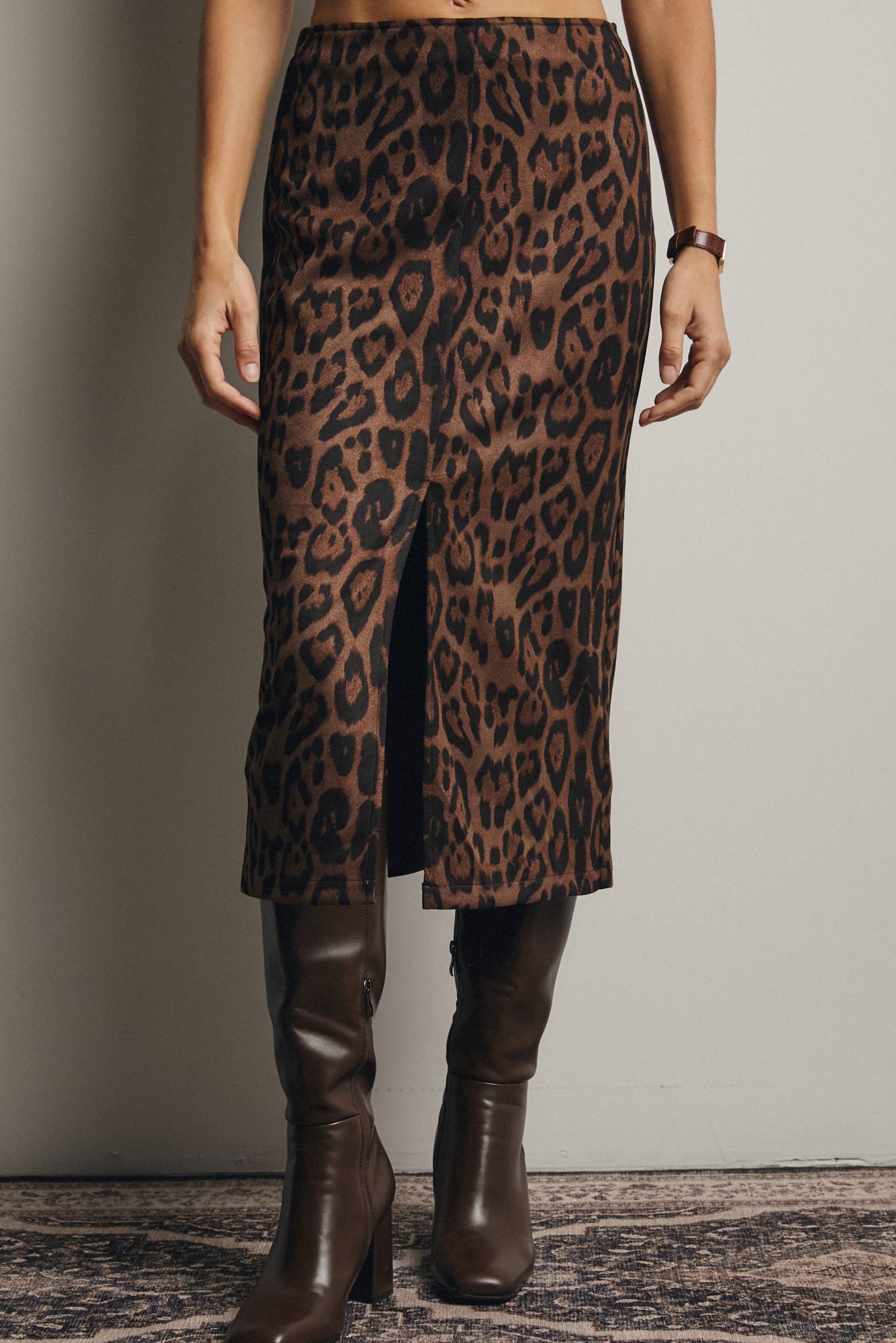 Leopard Print Midi Skirt