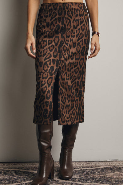 Leopard Print Midi Skirt