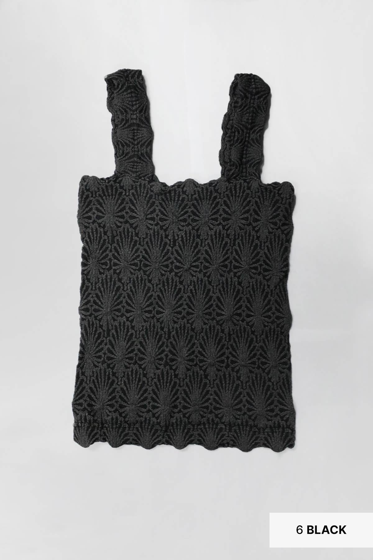 Lace Textured Square Top Black