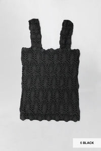Lace Textured Square Top Black