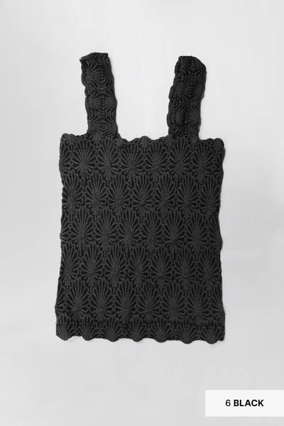 Lace Textured Square Top Black