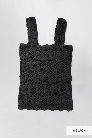 Lace Textured Square Top Black