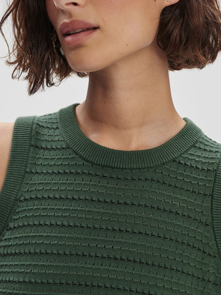Varley Mindy Contrast Stitch Knit Dress Cilantro