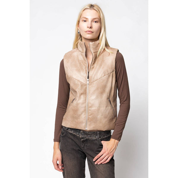 Vegan Leather Puffer Vest