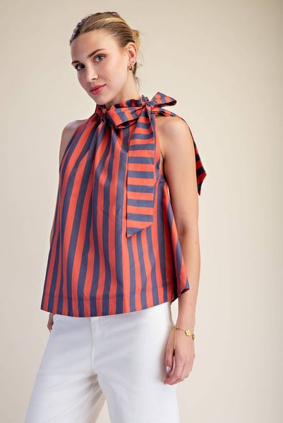 Olivia Ruffle Neck Charcoal/Navy