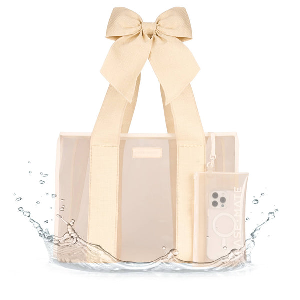 Case-Mate Ecru Raffia Bow Jelly Tote Bag