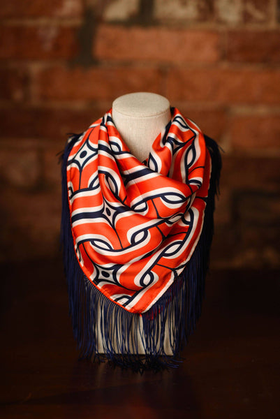 Game Day Fringe Scarf: Orange and Navy