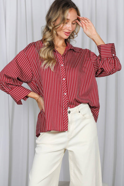 Betty Burgundy Stripe Top