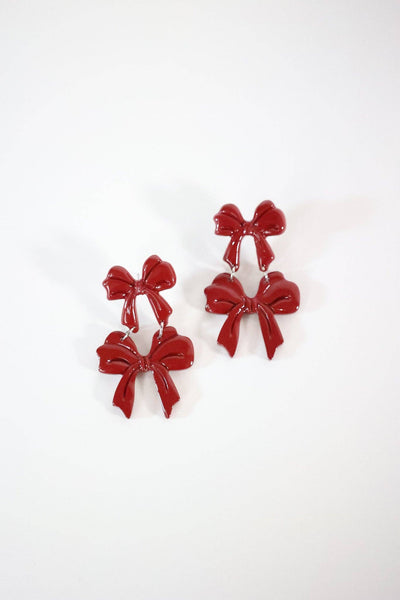 Sunshine Tienda - Burgundy Bow Dangles