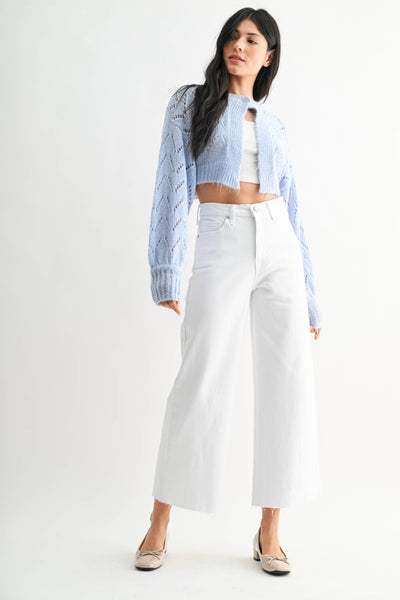Optic White Scissor Cut Denim