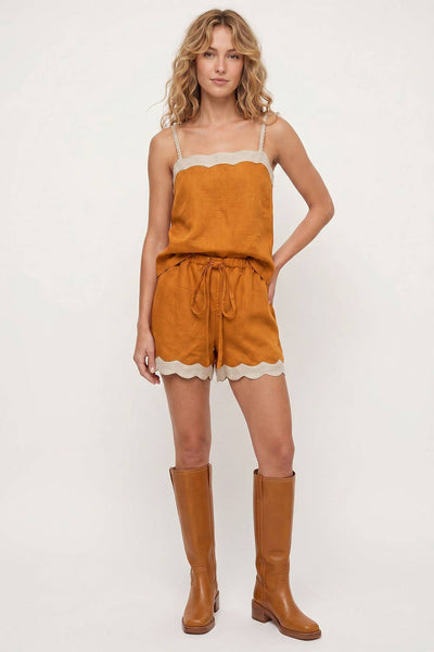 Rustic Orange Scalloped Shorts