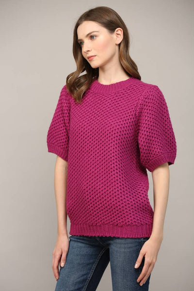Berry Balloon Sleeve Sweater