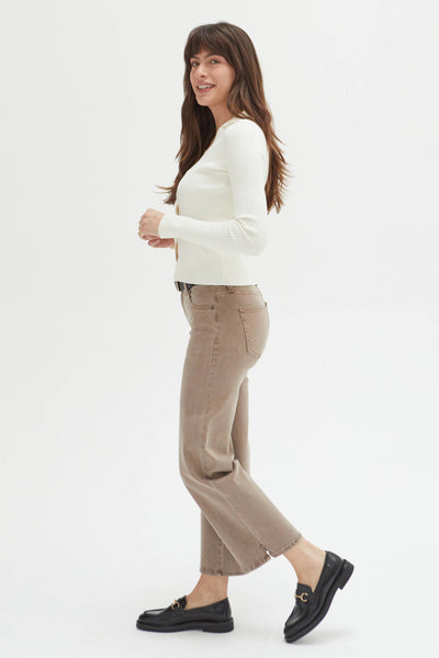 Addington Ankle Crop Mid Rise Jean, Brown
