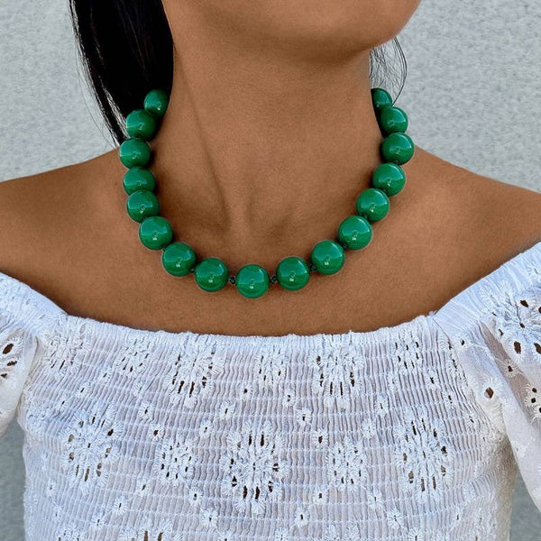 Green Boho Beaded Necklace