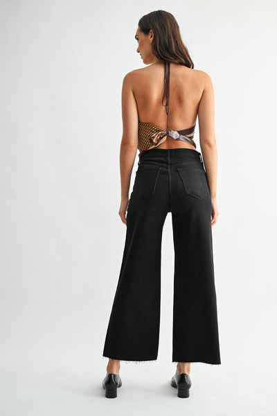 High Rise Scissor Cut Black Jeans