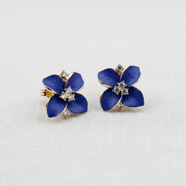 Blue Camellia Earrings