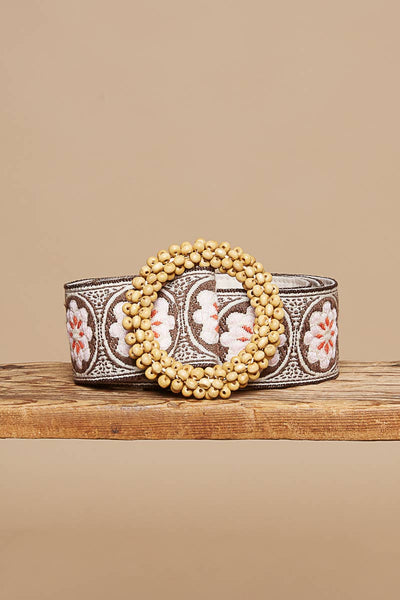 Choco/Pink Floral Circle Belt