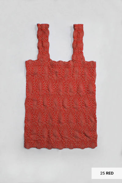 Lace Textured Square Top Poppy Red
