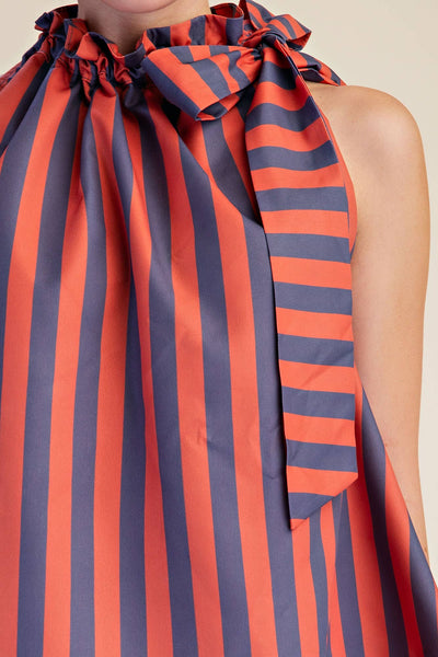 Olivia Ruffle Neck Charcoal/Navy