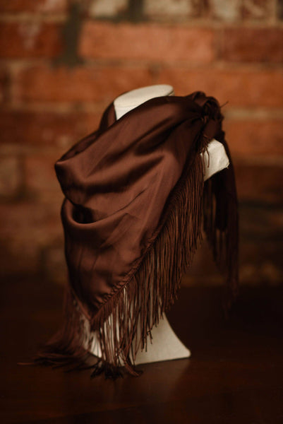 Solid Fringe Scarf: Chocolate Brown