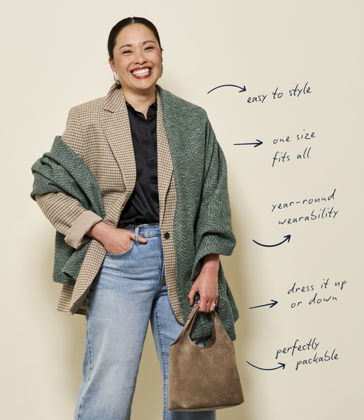 Bayside Herringbone Shawl - Evergreen