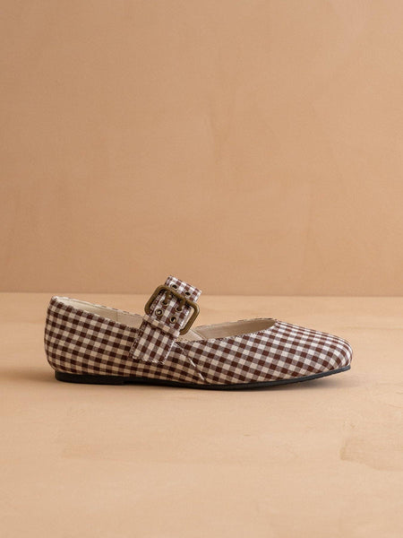 The Soho | Coffee Gingham Ballet Flat