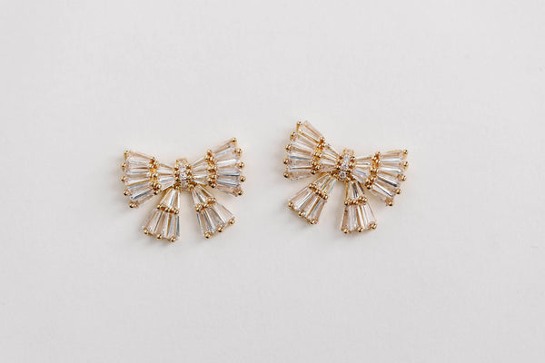 Gold Maxi Sparkler Stud Bow Earrings