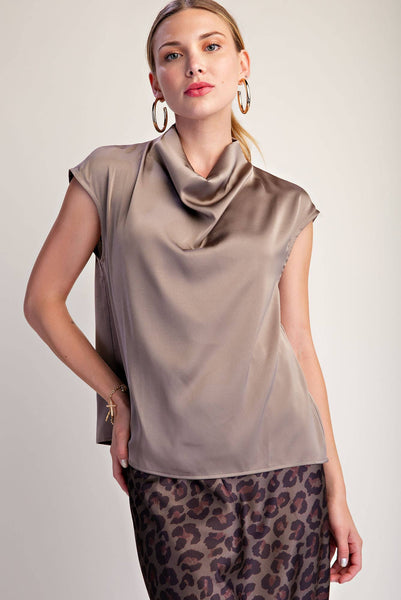 Glam Satin Mocha Top