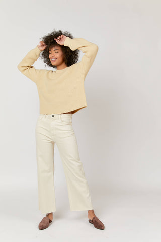 Aberdeen Ecru Ankle Crop High Rise Jean
