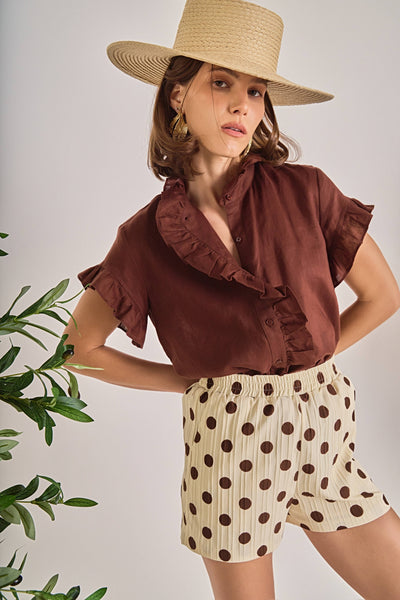 Cocoa Ruffle Blouse Arriving January 29th