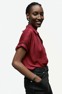 Crimson Red Whipstitch Blouse