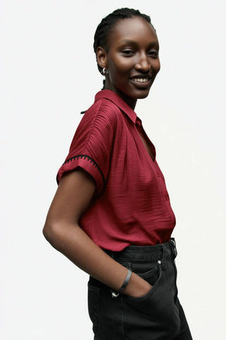 Crimson Red Whipstitch Blouse