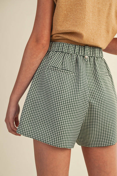 Houndstooth Pleated Shorts