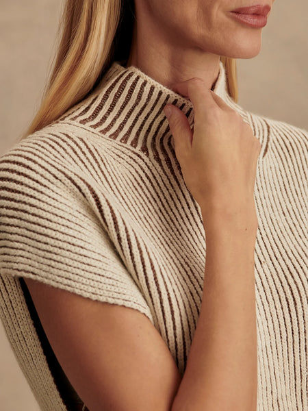 Varley Lauren Plated Knit Tank Cocoa Dust