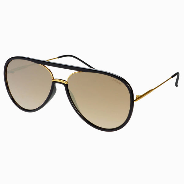 Shay Aviator Sunglasses: Black / Gold Mirrored